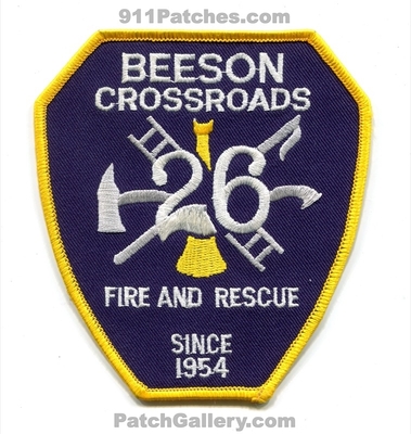 Beeson Crossroads Fire Rescue Department Patch (North Carolina)
Scan By: PatchGallery.com
Keywords: and dept. since 1954