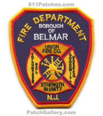 Belmar Fire Department Patch (New Jersey)
Scan By: PatchGallery.com
Keywords: borough of dept. union company co. volunteer hook and ladder h&l hl goodwill hose strength in unity