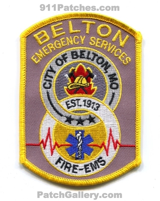 Belton Fire EMS Department Emergency Services Patch (Missouri)
Scan By: PatchGallery.com
Keywords: city of dept. es est. 1913