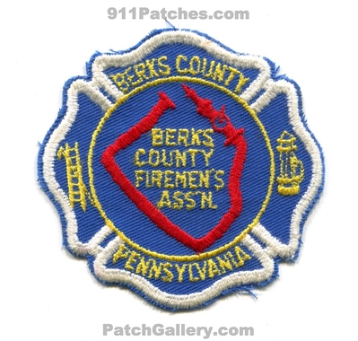 Berks County Firemens Association Patch (Pennsylvania)
Scan By: PatchGallery.com
Keywords: co. assoc. assn. fire department dept.