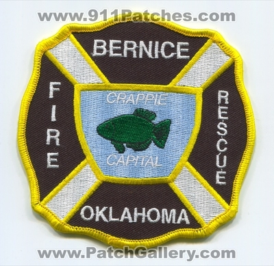 Bernice Fire Rescue Department Patch (Oklahoma)
Scan By: PatchGallery.com
Keywords: dept. crappie fish capital