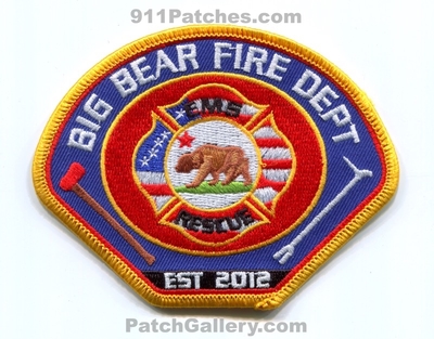 Big Bear Fire Rescue EMS Department Patch (California)
Scan By: PatchGallery.com
Keywords: dept. est 2012