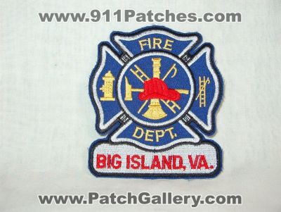 Big Island Fire Department (Virginia)
Thanks to Walts Patches for this picture.
Keywords: dept. va.