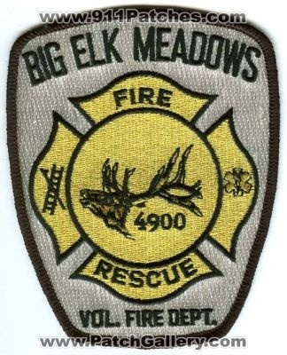 Big Elk Meadows Volunteer Fire Rescue Department Patch (Colorado)
[b]Scan From: Our Collection[/b]
Keywords: vol. dept. 4900