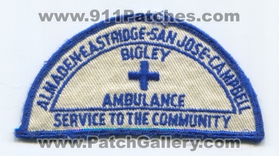 Bigley Ambulance EMS Patch (California)
Scan By: PatchGallery.com
Keywords: emt paramedic almaden eastridge san jose campbell service to the community