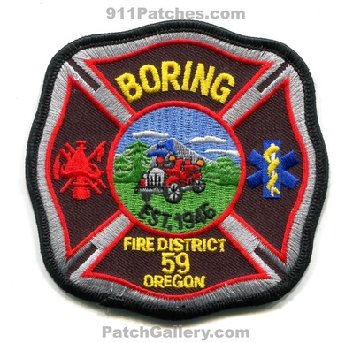 Boring Fire District 59 Patch (Oregon)
Scan By: PatchGallery.com
Keywords: dist. number no. #59 department dept. est. 1946