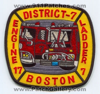Boston Fire Department Engine 17 Ladder 7 District 7 Patch (Massachusetts)
Scan By: PatchGallery.com
Keywords: Dept. BFD B.F. D. Company Co. Station