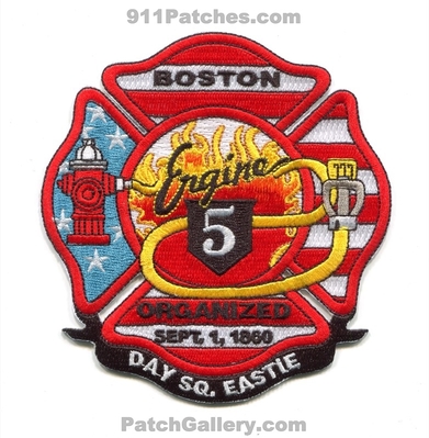 Boston Fire Department Engine 5 Patch (Massachusetts)
Scan By: PatchGallery.com
[b]Patch Made By: 911Patches.com[/b]
Keywords: dept. bfd company co. station day sq. eastie organized sept. 1, 1860