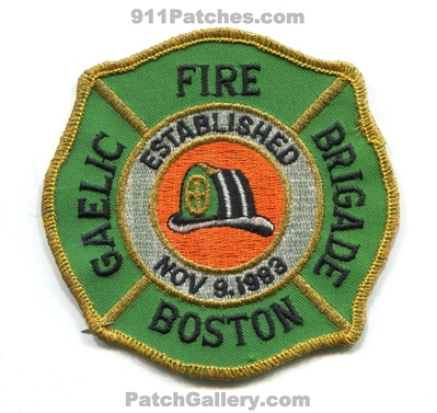 Boston Fire Department Gaelic Brigade Patch (Massachusetts)
Scan By: PatchGallery.com
Keywords: dept. bfd b.f.d. company co. station established nov 9, 1983