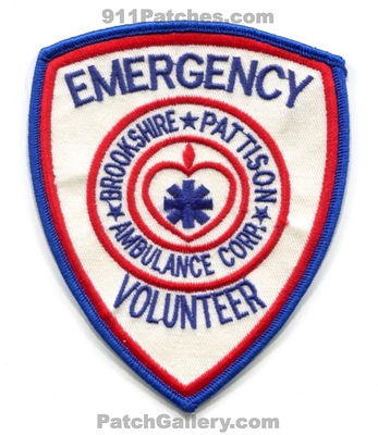Brookshire Pattison Ambulance Corps Emergency Volunteer Patch (Texas)
Scan By: PatchGallery.com
Keywords: ems emt paramedic