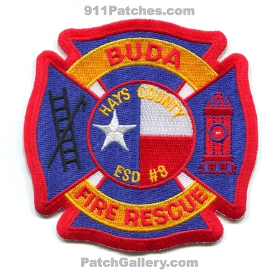Buda Fire Rescue Department Hays County Emergency Services District ESD 8 Patch (Texas)
Scan By: PatchGallery.com
Keywords: dept. co. number no. #8