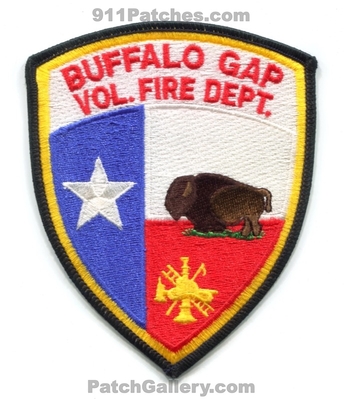 Buffalo Gap Volunteer Fire Department Patch (Texas)
Scan By: PatchGallery.com
Keywords: vol. dept.