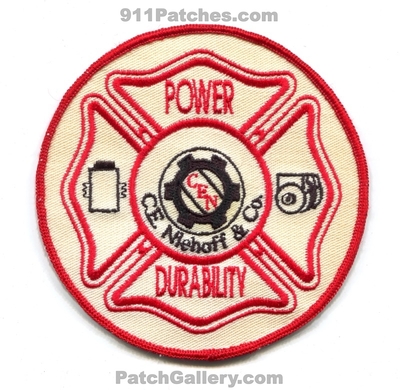 CE Niehoff and Company Fire Department Patch (Illinois)
Scan By: PatchGallery.com
Keywords: c.e. & co. cen power durability heavy duty brushless alternators ert