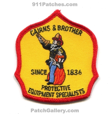 Cairns and Brother Fire Protective Equipment Specialists Patch (New Jersey)
Scan By: PatchGallery.com
Keywords: & helmets since 1836