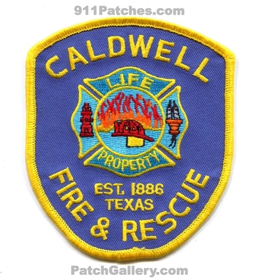Caldwell Fire and Rescue Department Patch (Texas)
Scan By: PatchGallery.com
Keywords: & dept. life property est. 1886