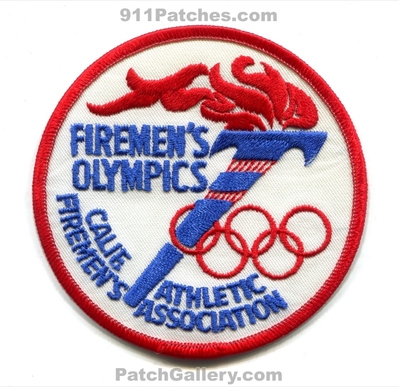California Athletic Firemen's Association Firemen's Olympics Patch (California)
Scan By: PatchGallery.com
Keywords: firemens assoc. assn. firemens