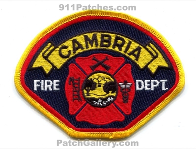 Cambria Fire Department Patch (California)
Scan By: PatchGallery.com
Keywords: dept.