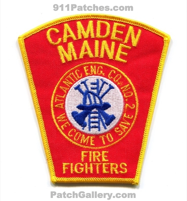 Camden Fire Department Firefighters Atlantic Engine Company 2 Patch (Maine)
Scan By: PatchGallery.com
Keywords: dept. eng. co. number no. #2 we come to save