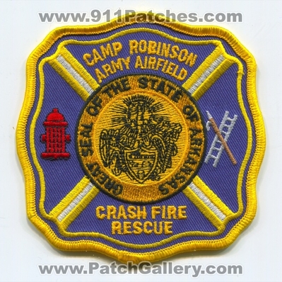 Camp Robinson Army Airfield Crash Fire Rescue CFR Department US Military Patch (Arkansas)
Scan By: PatchGallery.com
Keywords: arff aircraft airport firefighter firefighting dept.