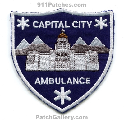 Capital City Ambulance EMS Patch (Colorado) (Confirmed) (Defunct)
[b]Scan From: Our Collection[/b]
Keywords: emt paramedic