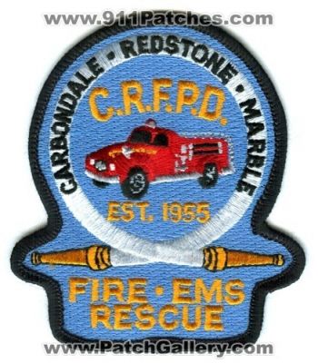 Carbondale and Rural Fire Protection District Patch (Colorado)
[b]Scan From: Our Collection[/b]
Keywords: redstone marble c.r.f.p.d. crfpd ems rescue &