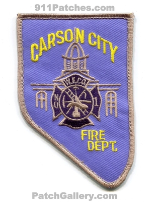 Carson City Fire Department Warren Engine Company Number 1 Patch (Nevada) (State Shape)
Scan By: PatchGallery.com
Keywords: dept. w.e. we co. no. #1