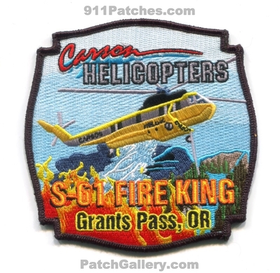 Carson Helicopters S-61 Fire King Helicopter Grants Pass Patch (Oregon)
Scan By: PatchGallery.com
Keywords: s61 forest wildfire wildland