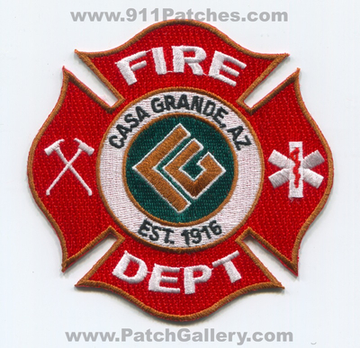 Casa Grande Fire Department Patch (Arizona)
Scan By: PatchGallery.com
Keywords: dept. az est. 1916