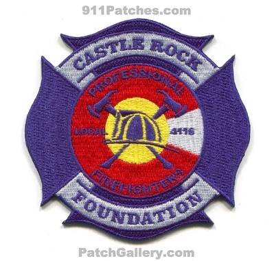 Castle Rock Professional Firefighters Foundation Patch (Colorado)
[b]Scan From: Our Collection[/b]
[b]Patch Made By: 911Patches.com[/b]
Keywords: crpff iaff local 4116 union fire department dept.