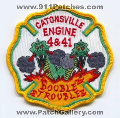 Catonsville Fire Department Engine 4 and 41 Patch (Maryland)
Scan By: PatchGallery.com
Keywords: dept. company co. station & double trouble