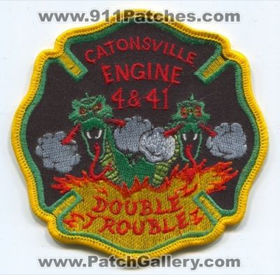 Catonsville Fire Department Engine 4 and 41 (Maryland)
Scan By: PatchGallery.com
Keywords: dept. company station & double trouble dragons