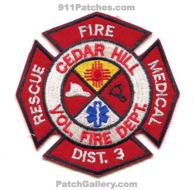 Cedar Hill Volunteer Fire Department District 3 Patch (New Mexico)
Scan By: PatchGallery.com
Keywords: vol. dept. rescue medical dist. number no. #3