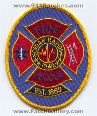 Cedar Rapids Fire Rescue Department Patch (Iowa)
Scan By: PatchGallery.com
Keywords: dept. est. 1869