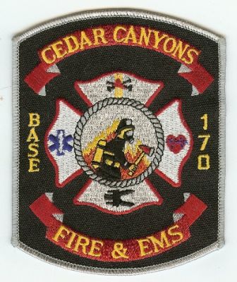 Cedar Canyons Fire & EMS
Thanks to PaulsFirePatches.com for this scan.
Keywords: indiana base 170