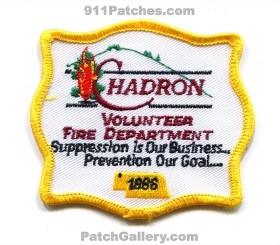 Chadron Volunteer Fire Department Patch (Nebraska)
Scan By: PatchGallery.com
Keywords: vol. dept. suppression is our business prevention goal 1886