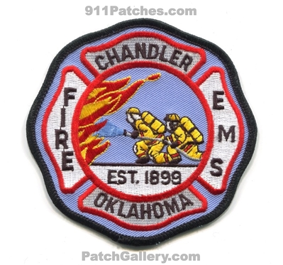 Chandler Fire Department Patch (Oklahoma)
Scan By: PatchGallery.com
Keywords: dept. ems est. 1899