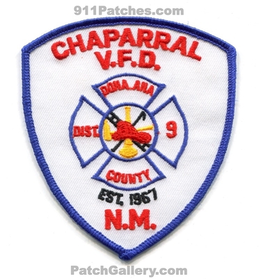 Chaparral Volunteer Fire Department District 9 Dona Ana County Patch (New Mexico)
Scan By: PatchGallery.com
Keywords: vol. dept. dist. number no. #9 co. est. 1967