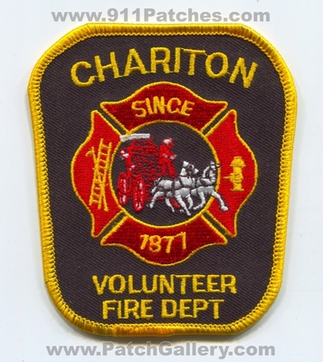 Chariton Volunteer Fire Department Patch (Iowa)
Scan By: PatchGallery.com
Keywords: vol. dept. since 1877