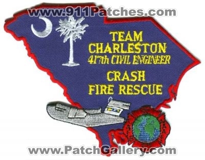 Charleston Crash Fire Rescue Department (South Carolina)
Scan By: PatchGallery.com
Keywords: team cfr arff aircraft airport firefighter firefighting 417th civil engineer usaf military state shape