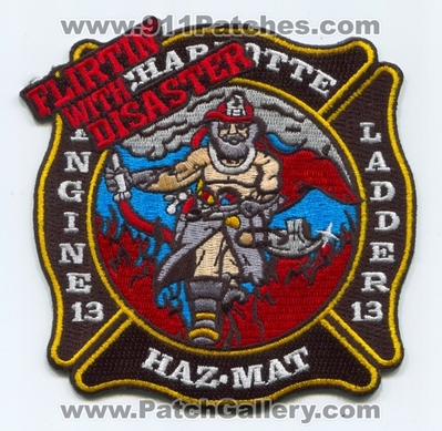 Charlotte Fire Department Station 13 Patch (North Carolina)
Scan By: PatchGallery.com
Keywords: Dept. Engine Ladder Haz-Mat HazMat Company Co. Flirtin with Disaster