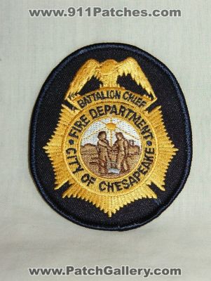 Chesapeake Fire Department Battalion Chief (Virginia)
Thanks to Walts Patches for this picture.
Keywords: city of dept.