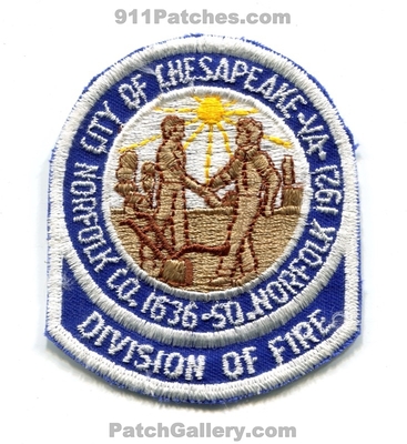 Chesapeake Division of Fire Patch (Virginia)
Scan By: PatchGallery.com
Keywords: city of norfolk county co. 1636 1921 department dept.