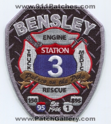 Chesterfield County Fire Department Station 3 Patch (Virginia)
Scan By: PatchGallery.com
[b]Patch Made By: 911Patches.com[/b]
Keywords: co. dept. company bensley engine truck medic rescue palace on the pike