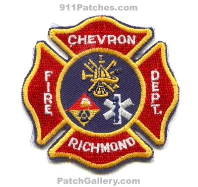 Chevron Oil Refinery Richmond Fire Department Patch (California)
Scan By: PatchGallery.com
Keywords: gas petroleum industrial ert dept.