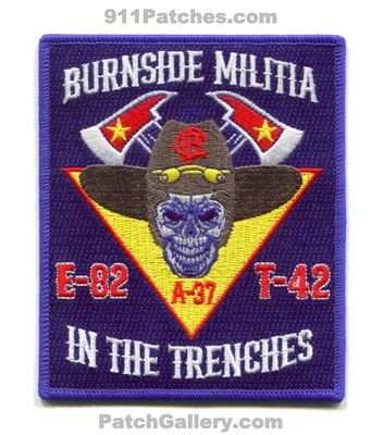 Chicago Fire Department Engine 82 Truck 42 Ambulance 37 Patch (Illinois)
Scan By: PatchGallery.com
[b]Patch Made By: 911Patches.com[/b]
Keywords: dept. cfd e-82 t-42 a-37 company co. station burnside militia in the trenches