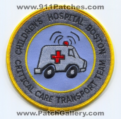 Childrens Hospital Boston Critical Care Transport Team Patch (Massachusetts)
Scan By: PatchGallery.com
Keywords: ems cct ambulance