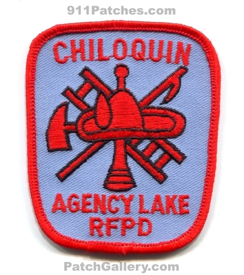Chiloquin Agency Lake Rural Fire Protection District Patch (Oregon)
Scan By: PatchGallery.com
Keywords: rfpd prot. dist. department dept.
