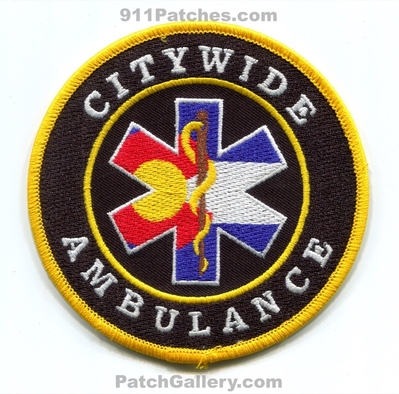 Citywide Ambulance EMS Patch (Colorado) (Confirmed) (Defunct)
[b]Scan From: Our Collection[/b]
Keywords: emt paramedic