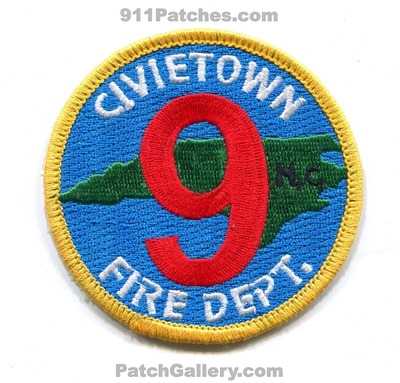 Civietown Fire Department 9 Patch (North Carolina)
Scan By: PatchGallery.com
Keywords: dept.