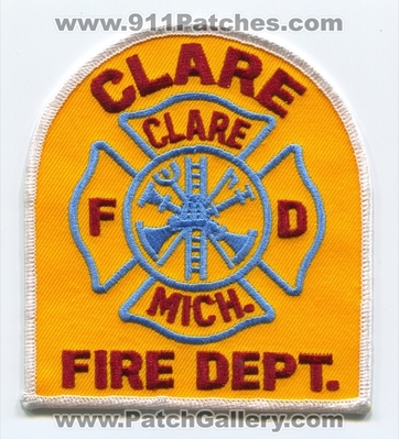 Clare Fire Department Patch (Michigan)
Scan By: PatchGallery.com
Keywords: dept. fd mich.